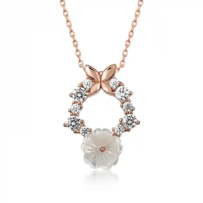 Gümüş Rose Bahar Çiçeği Kolye