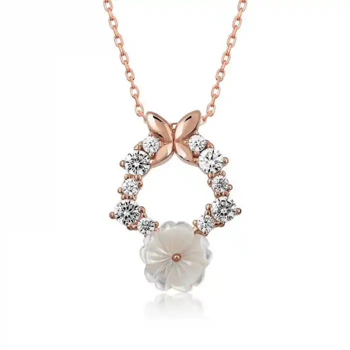 Gümüş Rose Bahar Çiçeği Kolye