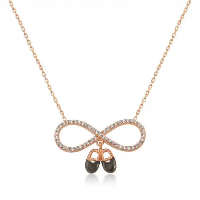 Gümüş Rose Bebek Patikli Sonsuzluk Bayan Kolye