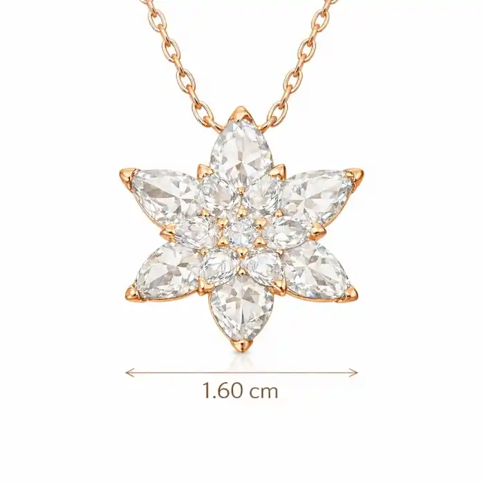 Gümüş Rose Beyaz Lotus Çiçeği Kolye