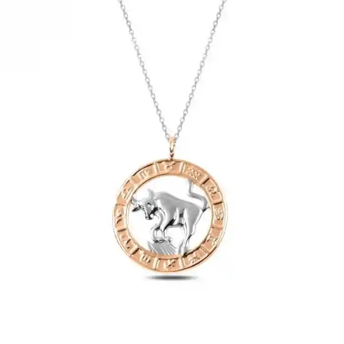 ​Gümüş Rose Boğa Burcu Kolye