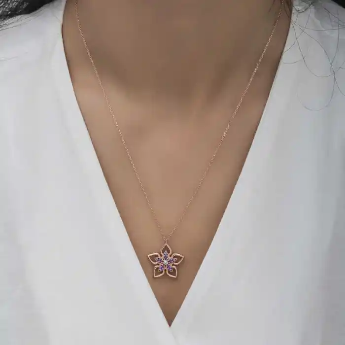 ​Gümüş Rose Çiçek Kadın Kolye
