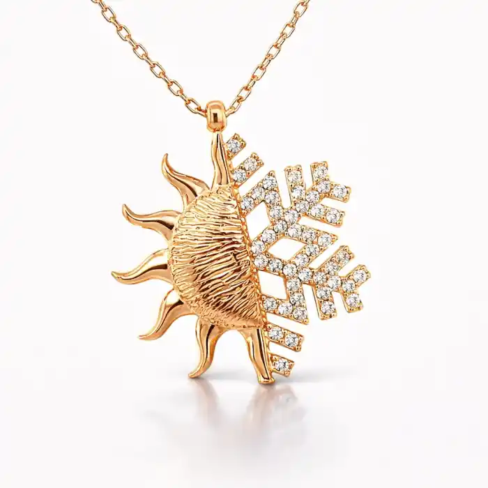 Gümüş Rose Güneş Kartanesi Bayan Kolye