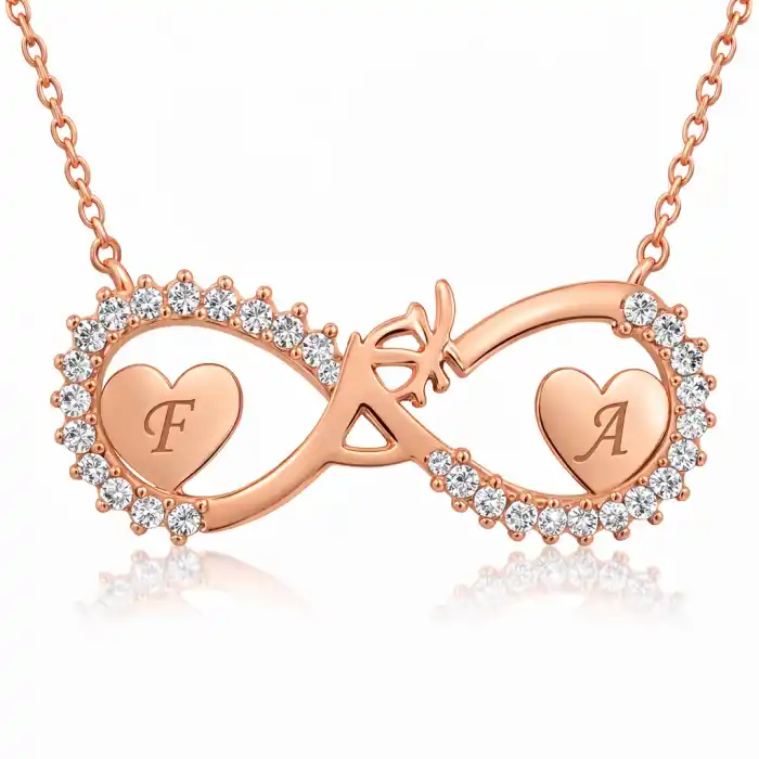 Gümüş Rose Kalpli Sonsuz Aşk Kolye