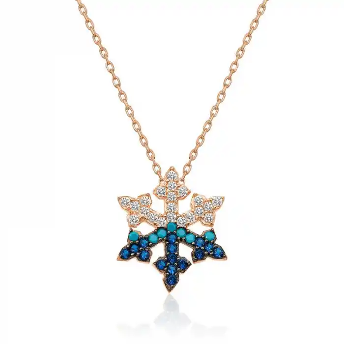 Gümüş Rose Kar Tanesi Bayan Kolye