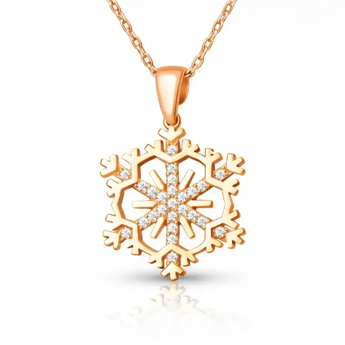 Gümüş Rose Kar Tanesi Kadın Kolye