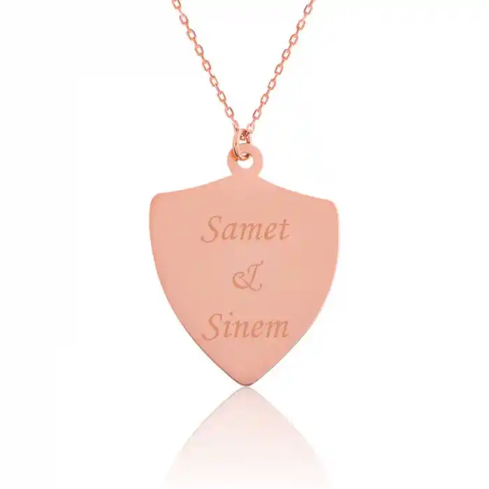 Gümüş Rose Kişiye Özel İsimli Zırh Plaka Kolye