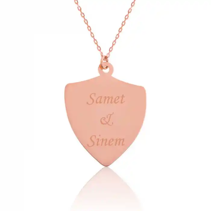Gümüş Rose Kişiye Özel İsimli Zırh Plaka Kolye