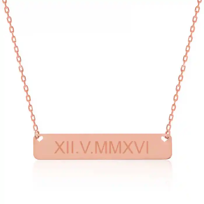Gümüş Rose Kişiye Özel Roma Rakamlı Tarih Kolye