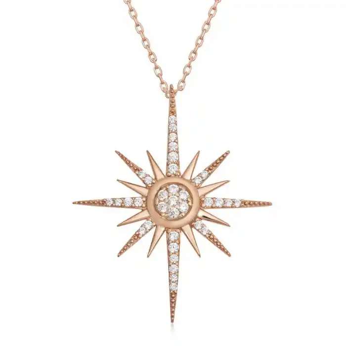 Gümüş Rose Kutup Yıldızı Kadın Kolye