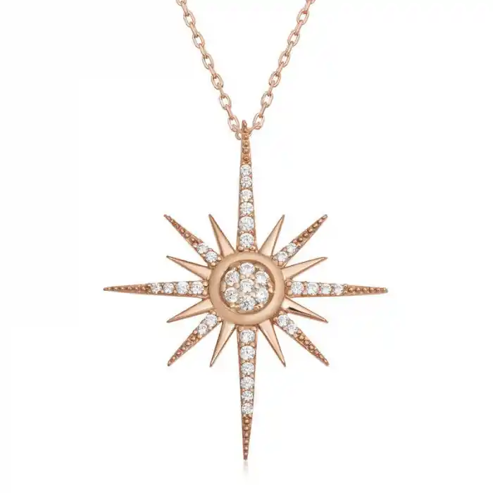 Gümüş Rose Kutup Yıldızı Kadın Kolye