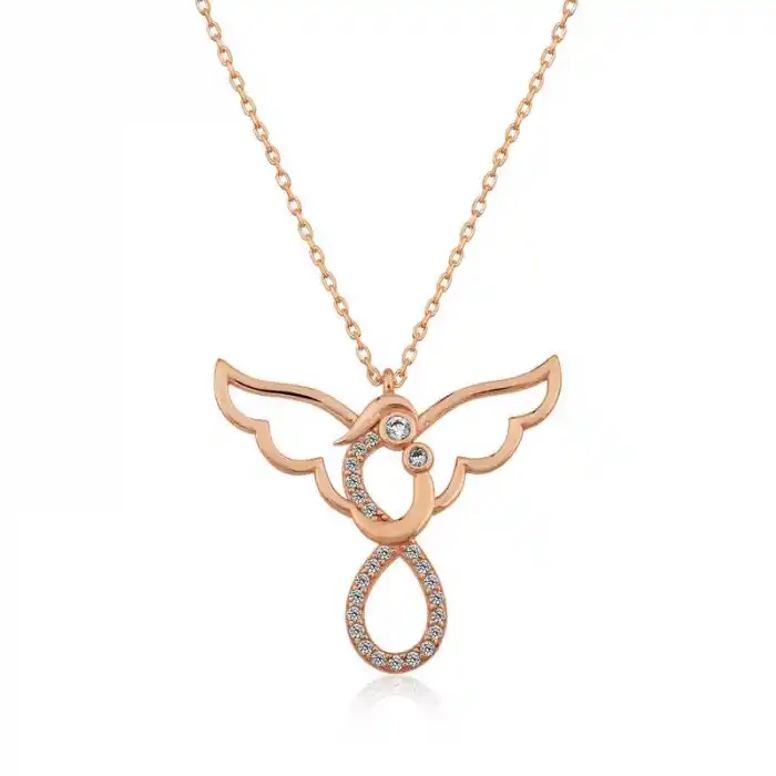 Gümüş Rose Melek Anne Ve Çocuk Bayan Kolye