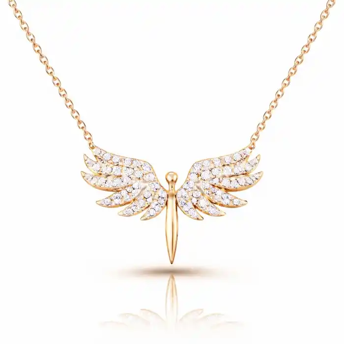 Gümüş Rose Mikail Meleği Bayan Kolye