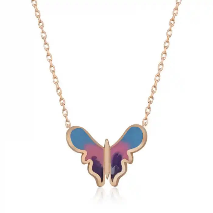 Gümüş Rose Minimal Kelebek Bayan Kolye