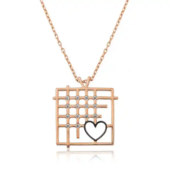 Gümüş Rose Parmaklıklar Arasındaki Aşk Kolye