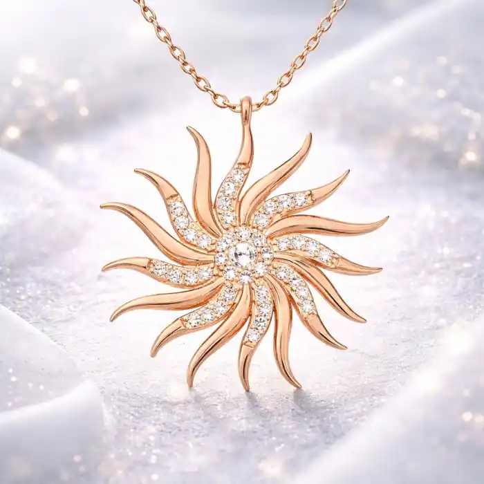 Gümüş Rose Rüzgar Gülü Bayan Kolye