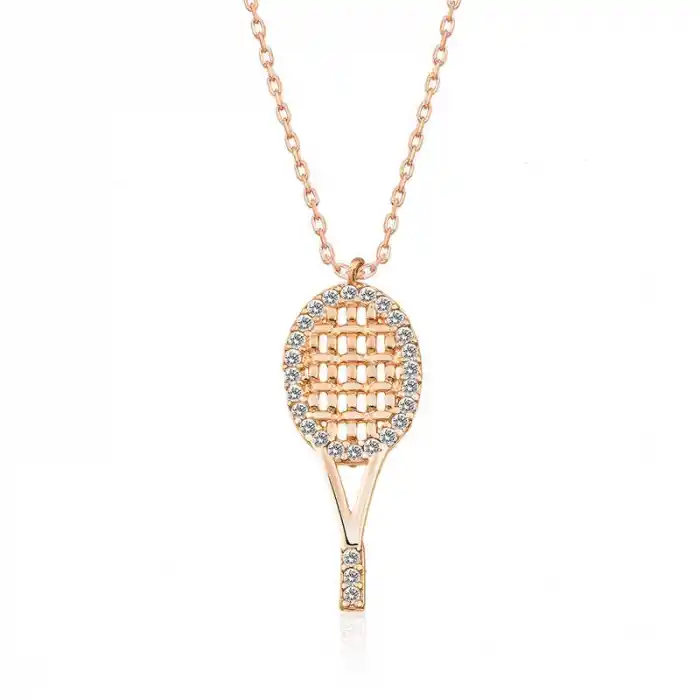 Gümüş Rose Tenis Raketi Bayan Kolye