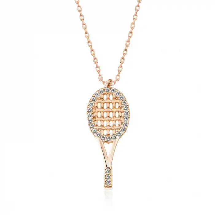 Gümüş Rose Tenis Raketi Bayan Kolye