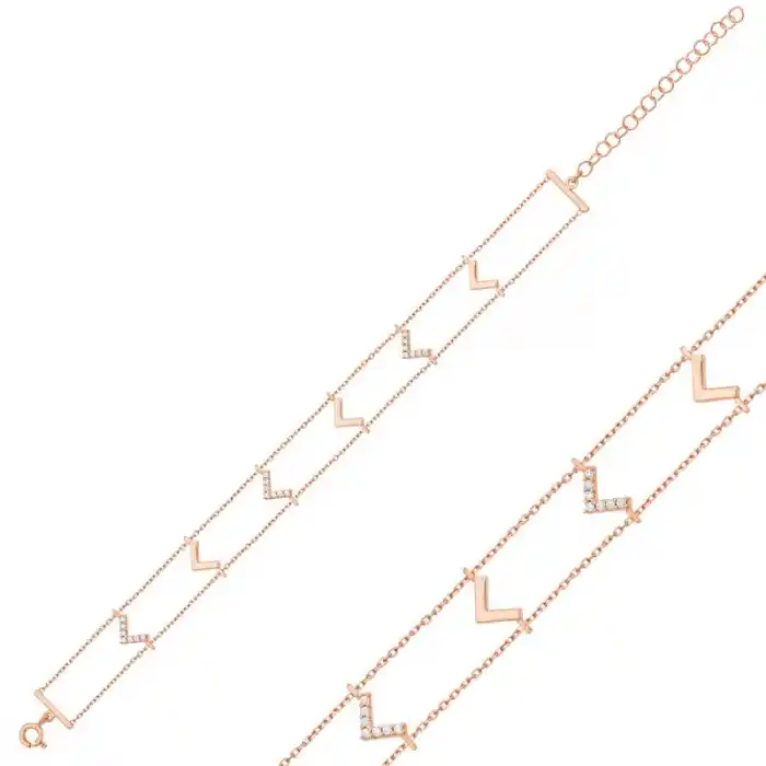 Gümüş Rose V Bayan Bileklik