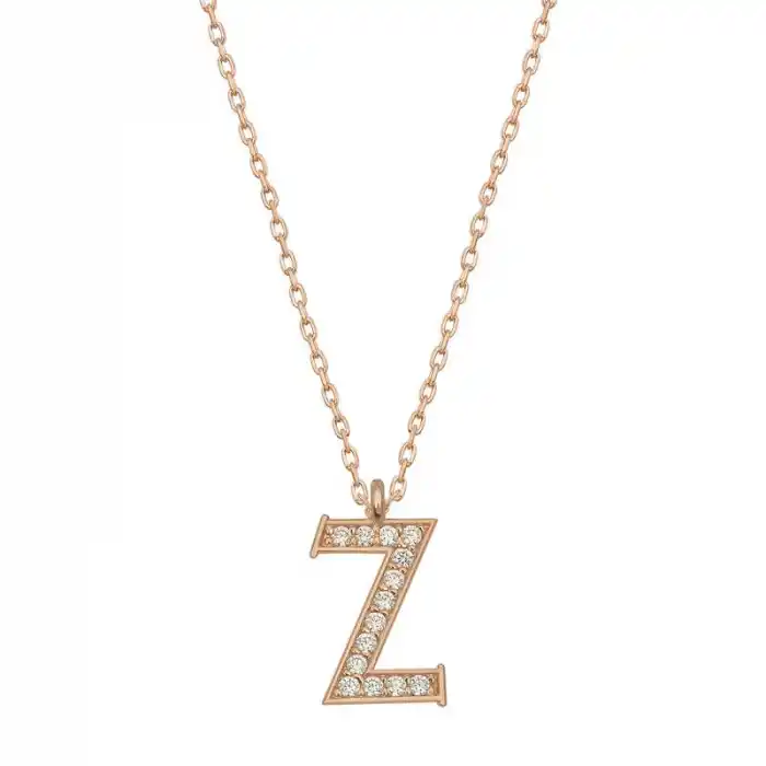 Gümüş Rose Z Harfi Kadın Kolye