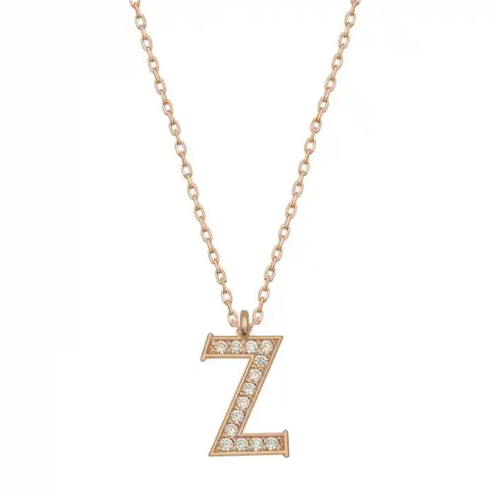 Gümüş Rose Z Harfi Kadın Kolye