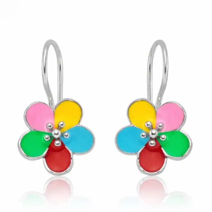 Gümüş Sallantılı Çiçek Çocuk Küpesi