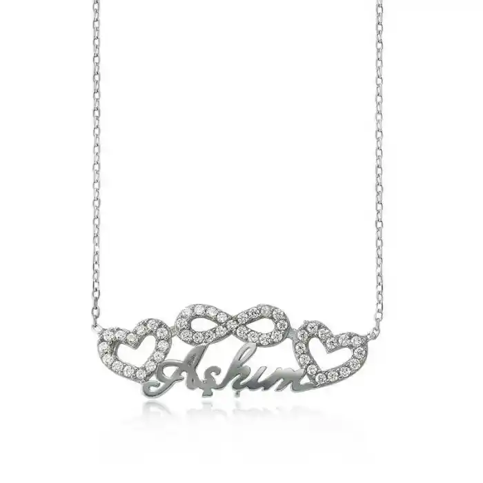Gümüş Sonsuzluk Kalpli Aşkım Bayan Kolye