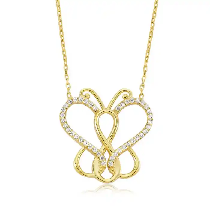 Gümüş Sonsuzluk Kelebek Bayan Kolye