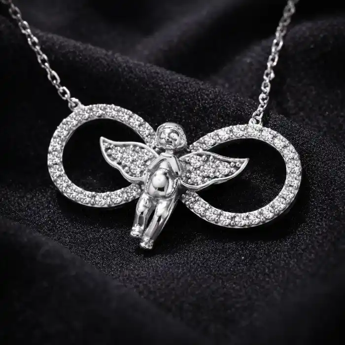 Gümüş Sonsuzluk Melek Bayan Kolye