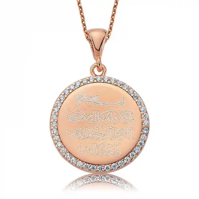 Gümüş Taşlı Nazar Duası Bayan Kolye