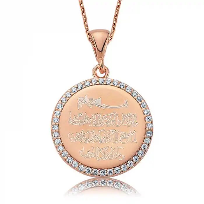 Gümüş Taşlı Nazar Duası Bayan Kolye