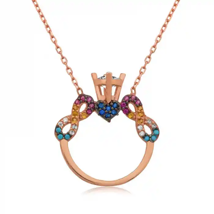 Gümüş Tek Taş Sonsuz Aşk Bayan Kolye