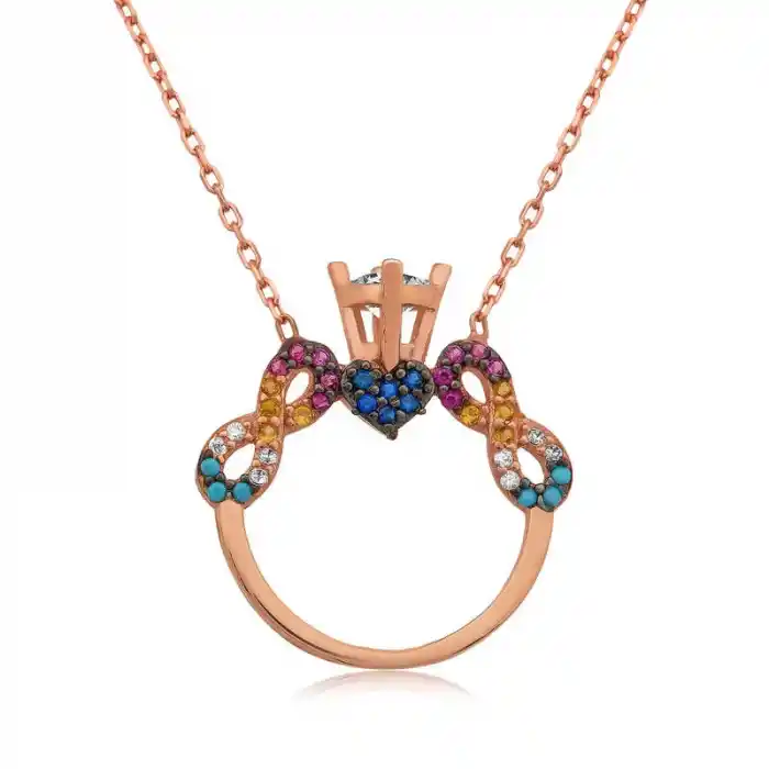 Gümüş Tek Taş Sonsuz Aşk Bayan Kolye