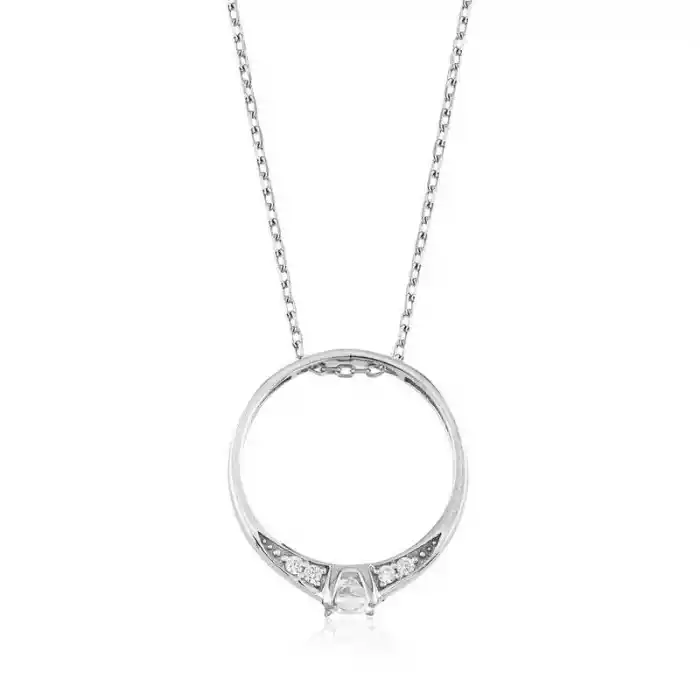 Gümüş Tek Taş Yüzük Bayan Kolye