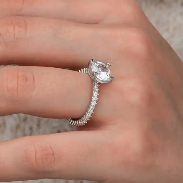 Gümüş Tektaş Tamtur Kadın Yüzük