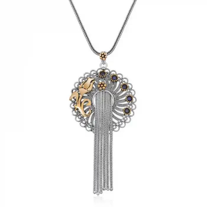 Gümüş Telkari Mavi Taşlı Kadın Kolye