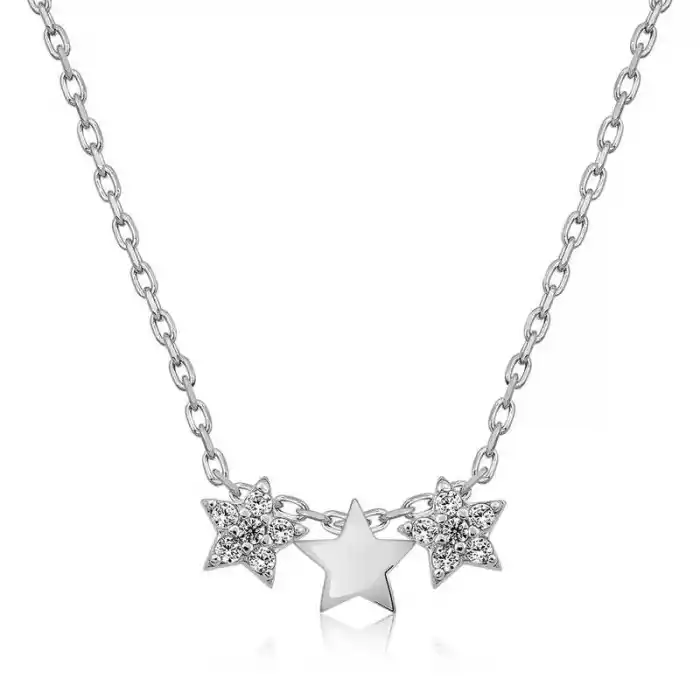 Gümüş Üç Yıldız Kolye