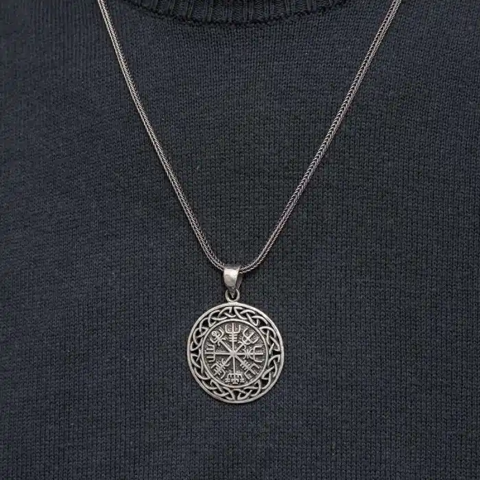 Gümüş Viking Pusula Erkek Kolye