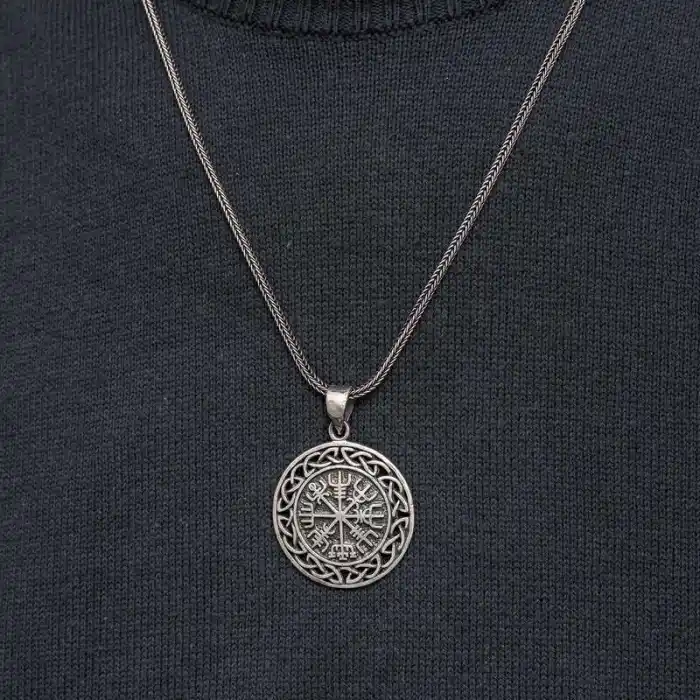 Gümüş Viking Pusula Erkek Kolye