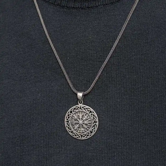 Gümüş Viking Pusula Erkek Kolye