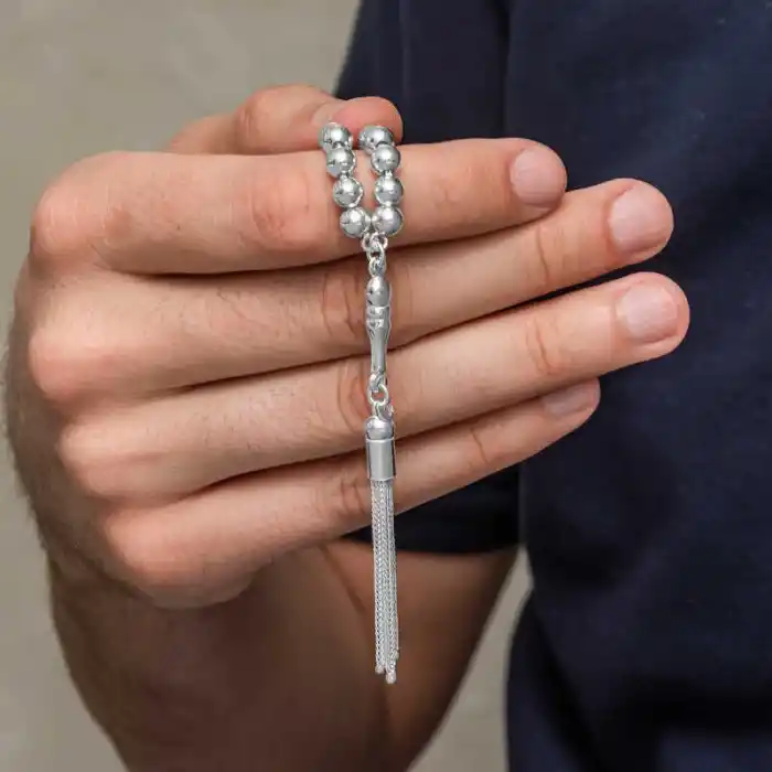 Gümüş Yuvarlak Erkek Tesbih