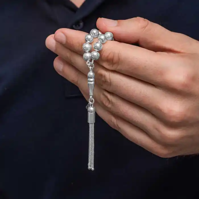 Gümüş Yuvarlak Erkek Tesbih