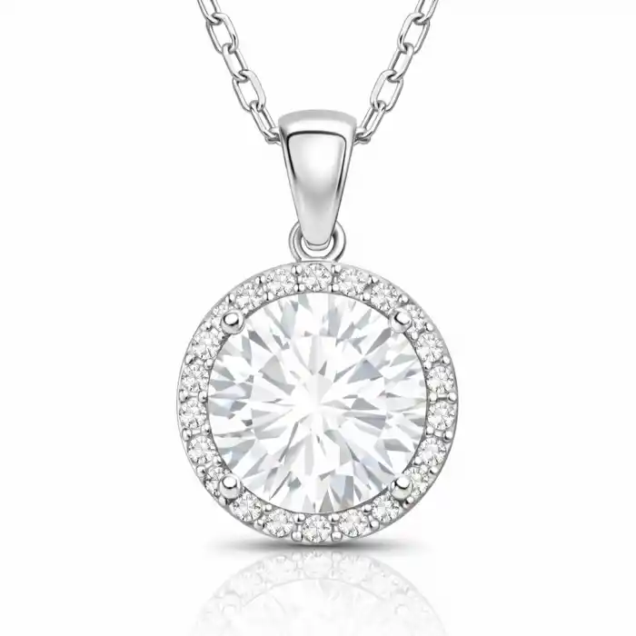 Gümüş Yuvarlak Montür Kadın Kolye