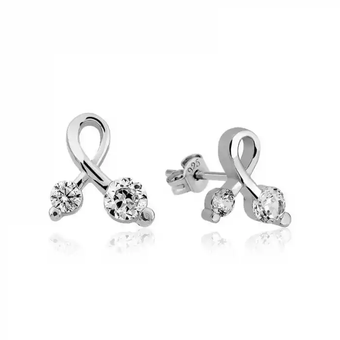 ​Gümüş Zirkon Taşlı Çivili Bayan Küpe