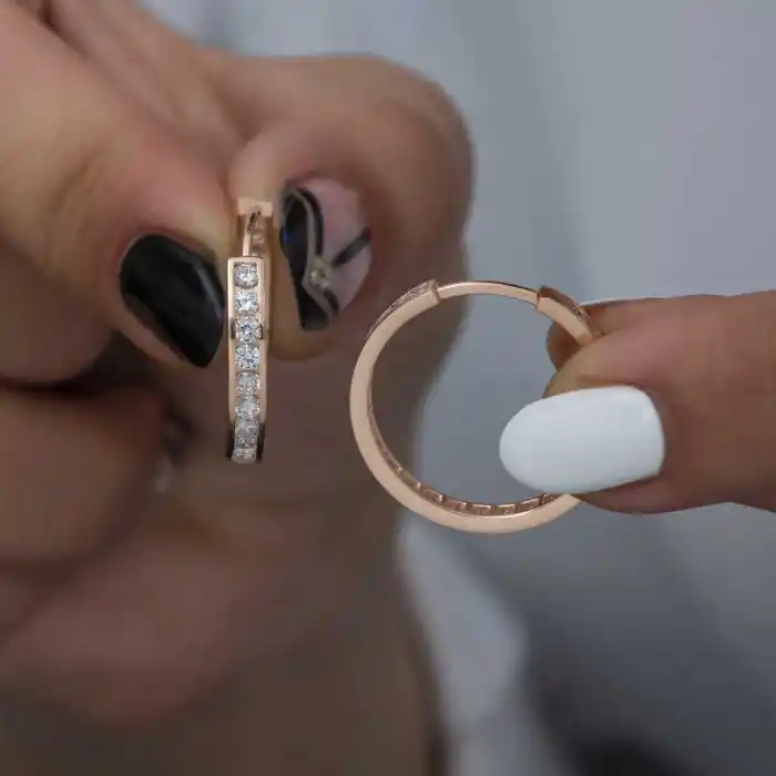 Gümüş Zirkon Taşlı Halka Kadın Küpe