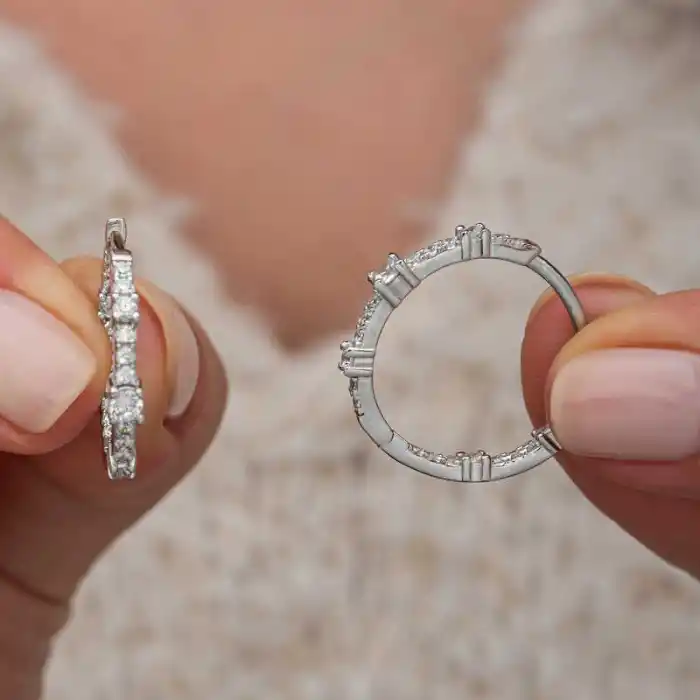 Gümüş Zirkon Taşlı Halka Kadın Küpe