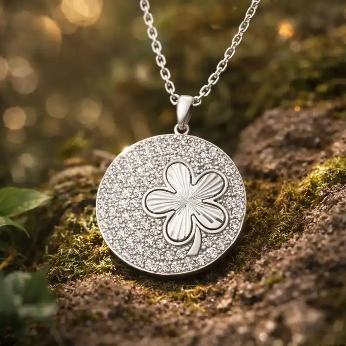 Gümüş Zirkon Taşlı Yonca Bayan Kolye