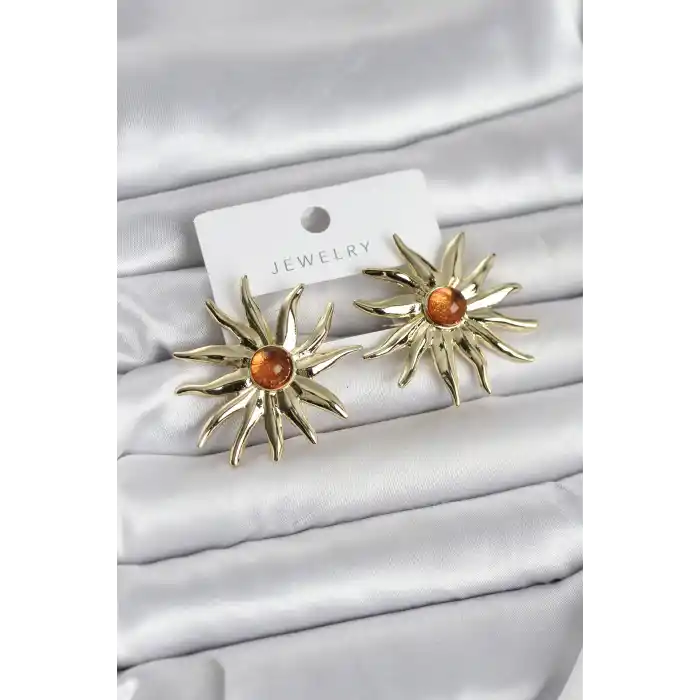 Güneş Model Gold Renk Pirinç Kadın Küpe