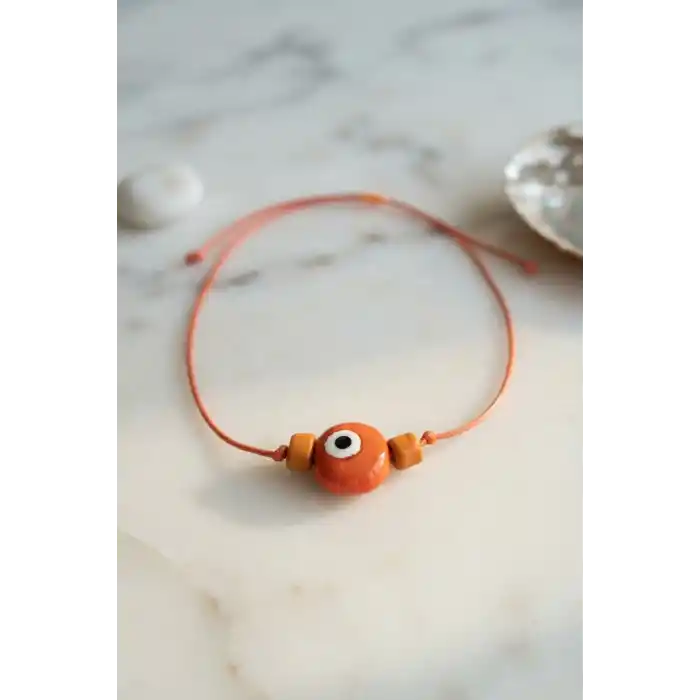 Handmade Bohem Turuncu Nazar Kolye