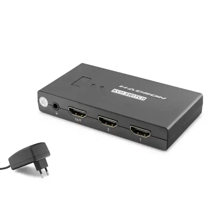 Hdmi Usb Kvm Switch 2 Port Hdmi 4 Port Usb Dahili Kablolu - Siyah HDX1373